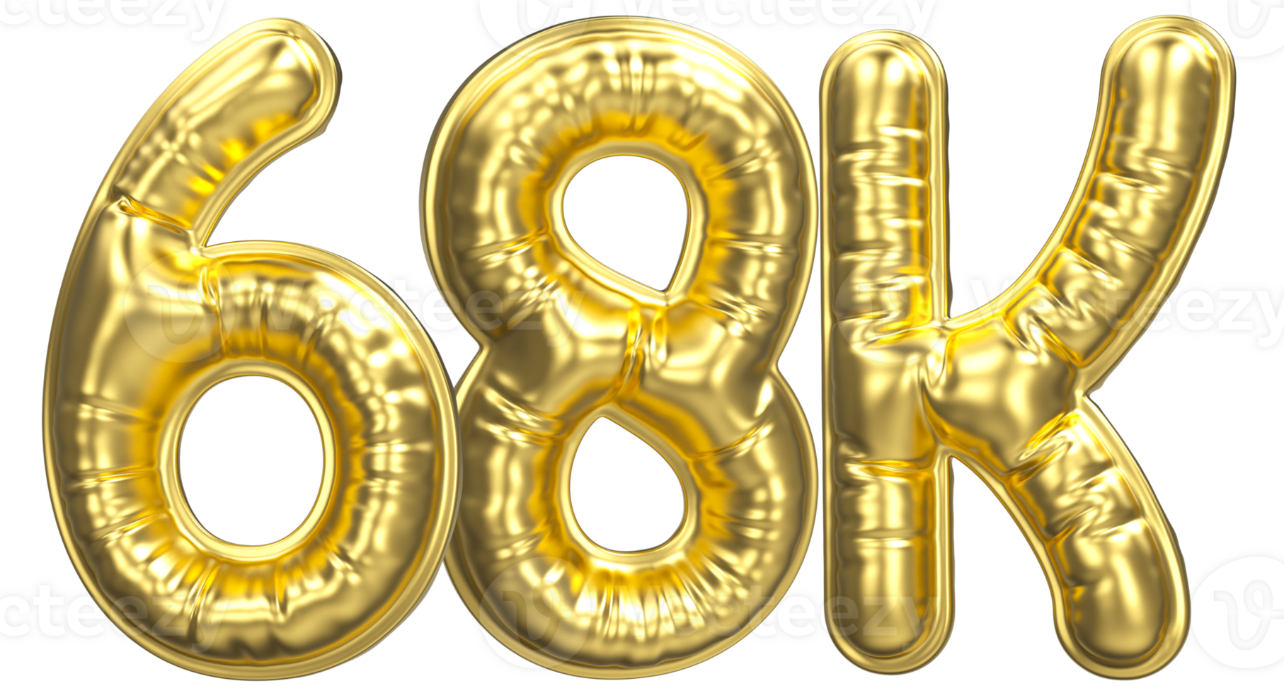 Balloon Follow Number 68k Gold 3D Render png