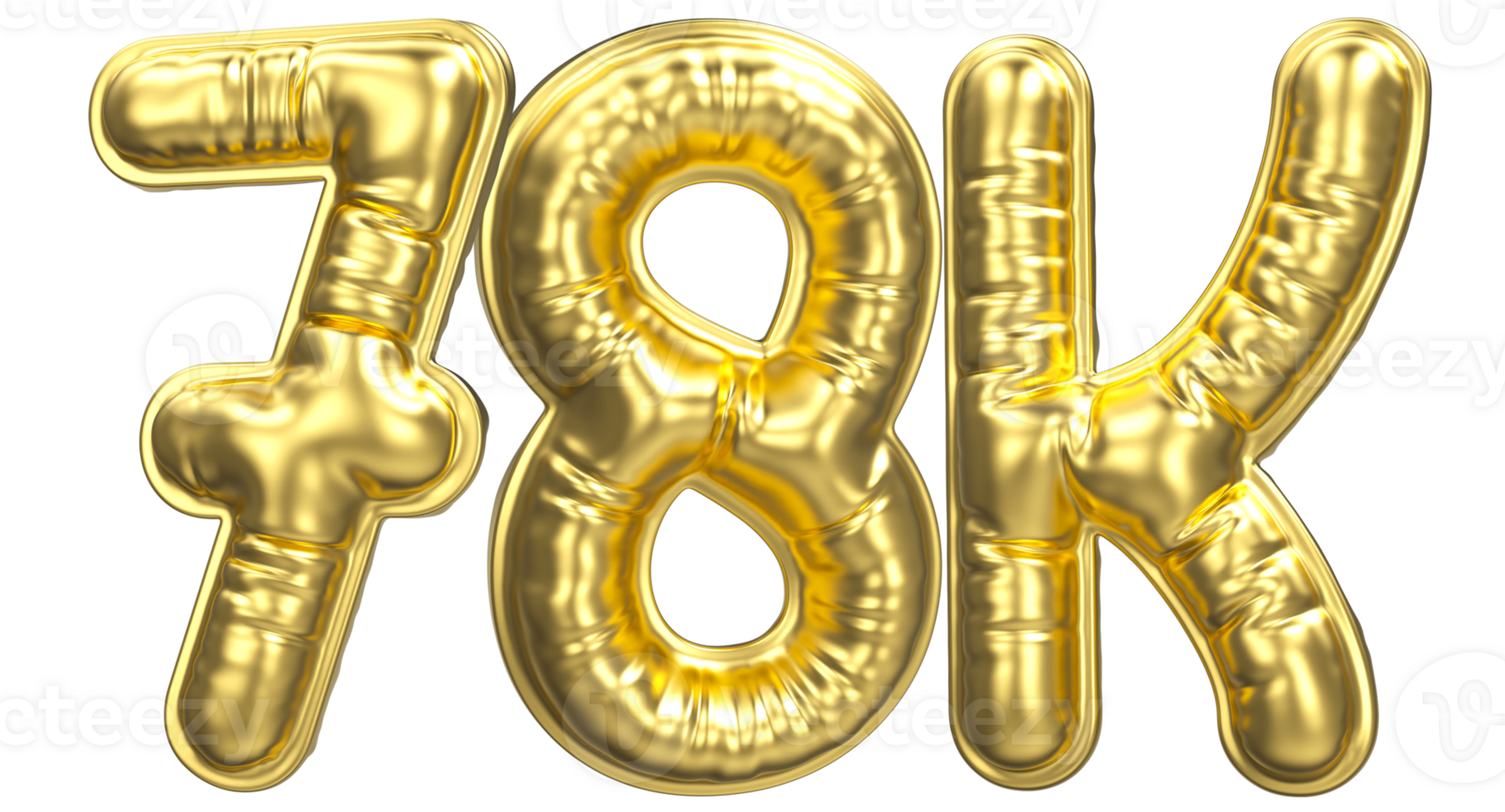 Balloon Follow Number 78 Gold 3D Render png
