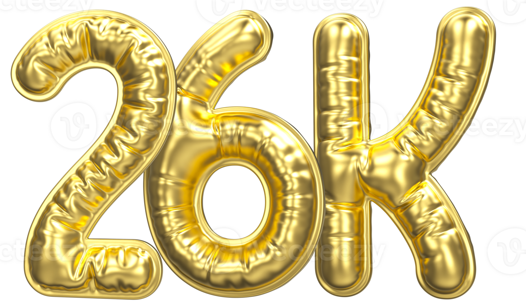 Balloon Follow Number 26k Gold 3D Render png