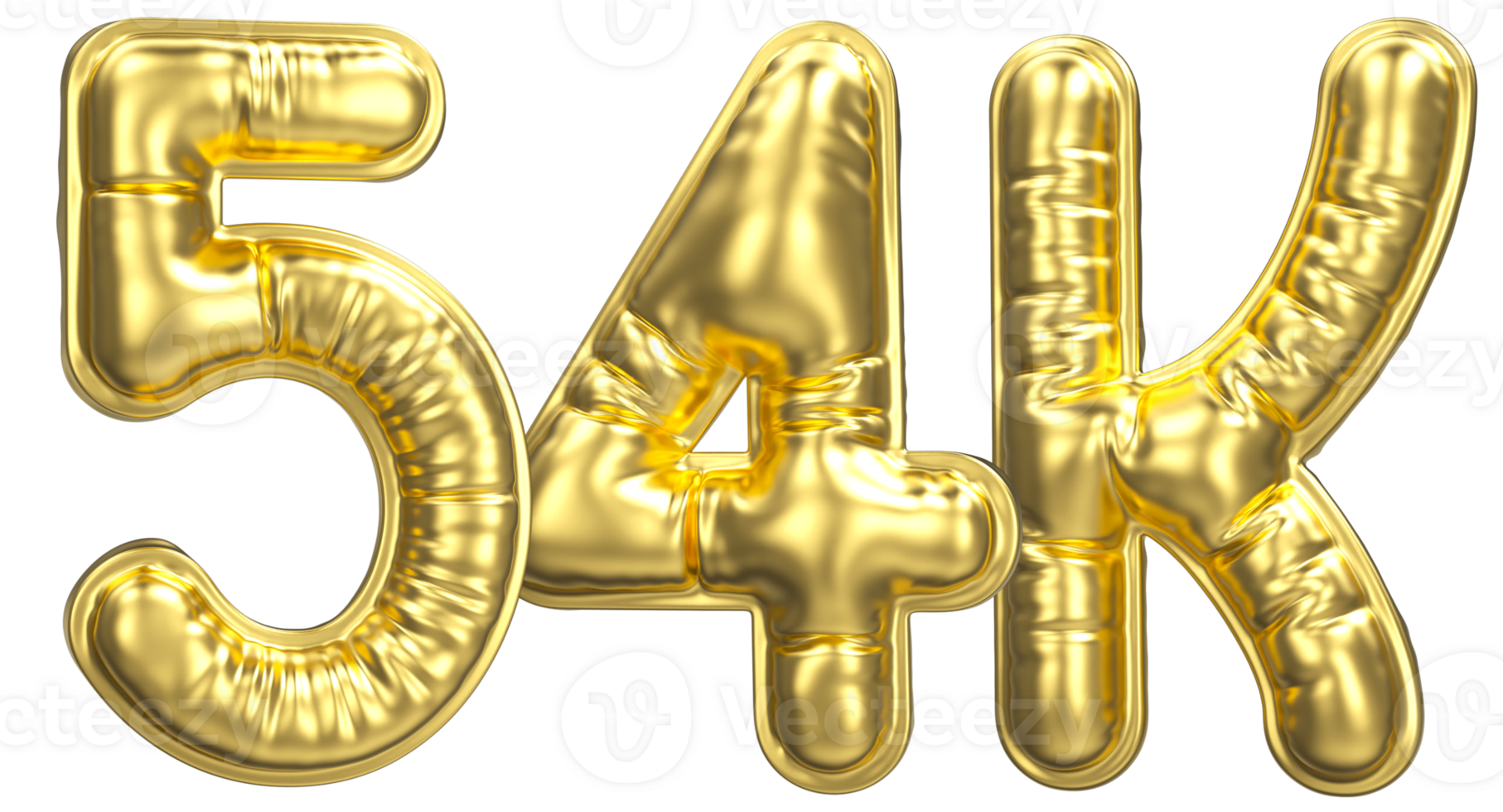 Balloon Follow Number 54k Gold 3D Render png