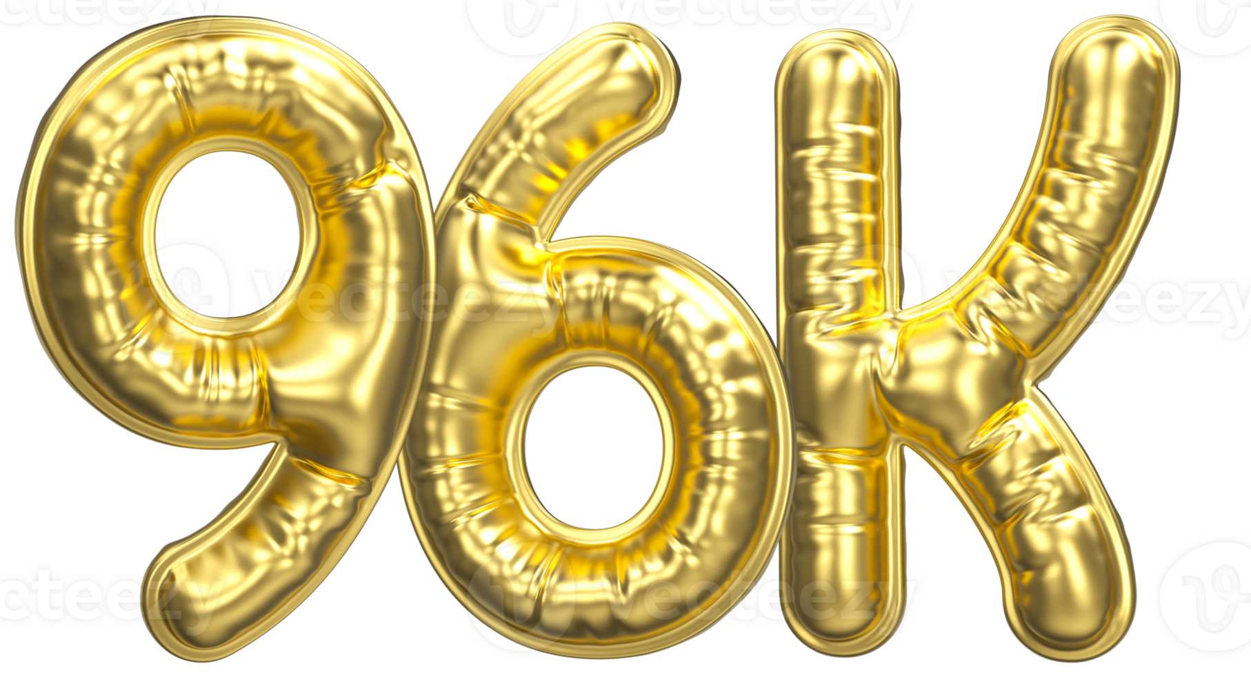 Balloon Follow Number 96K Gold 3D Render png