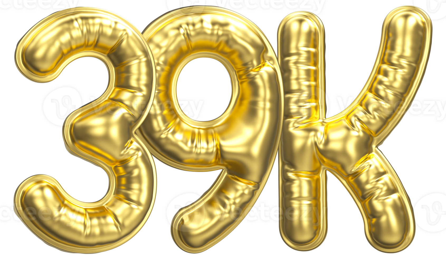 Balloon Follow Number 39k Gold 3D Render png