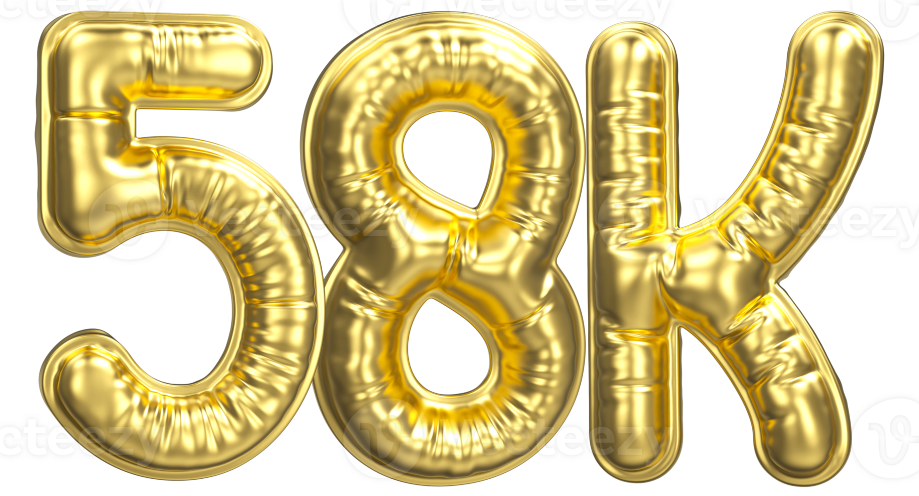 Balloon Follow Number 58k Gold 3D Render png