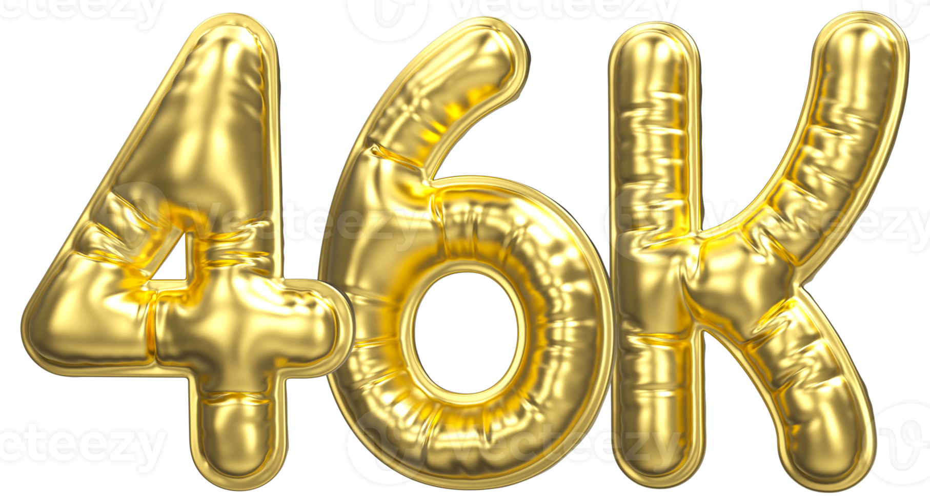 Balloon Follow Number 46k Gold 3D Render png