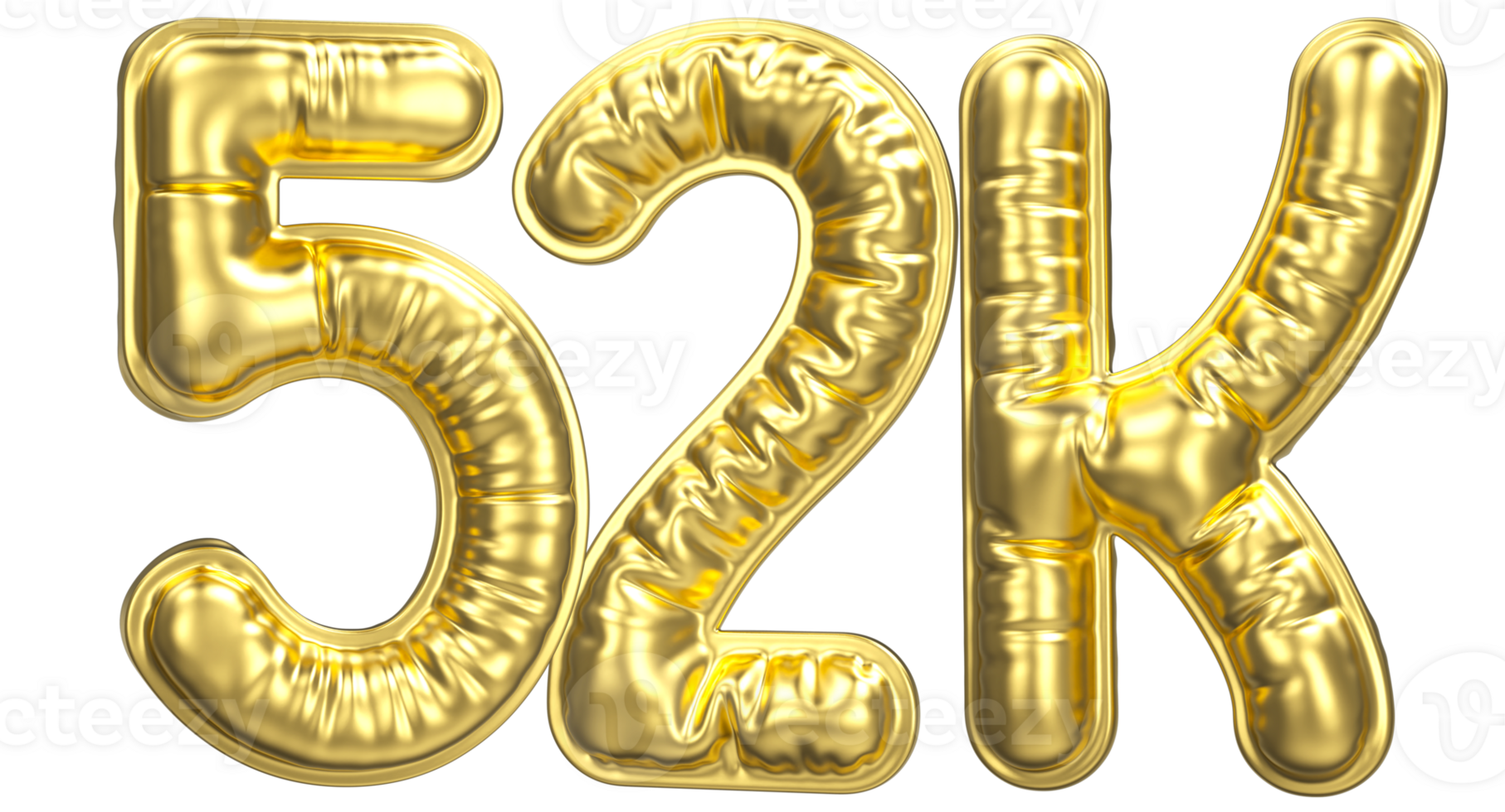 Balloon Follow Number 52k Gold 3D Render png