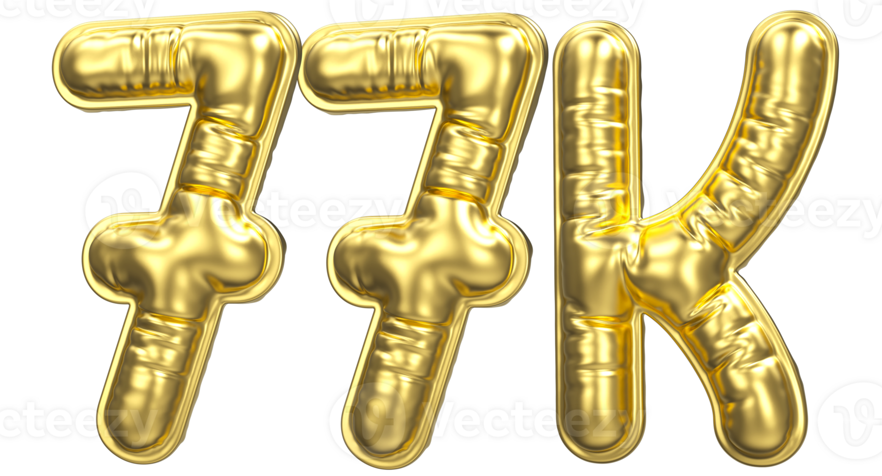 Balloon Follow Number 77k Gold 3D Render png