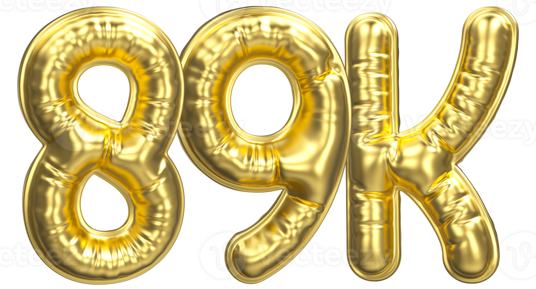 Balloon Follow Number 89K Gold 3D Render png