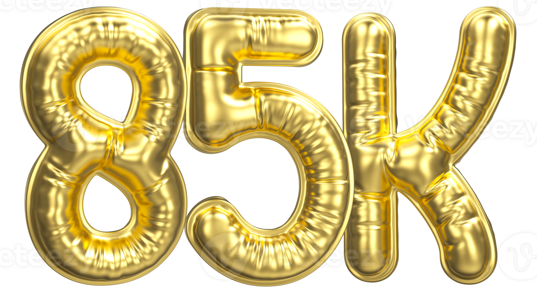 Balloon Follow Number 85K Gold 3D Render png