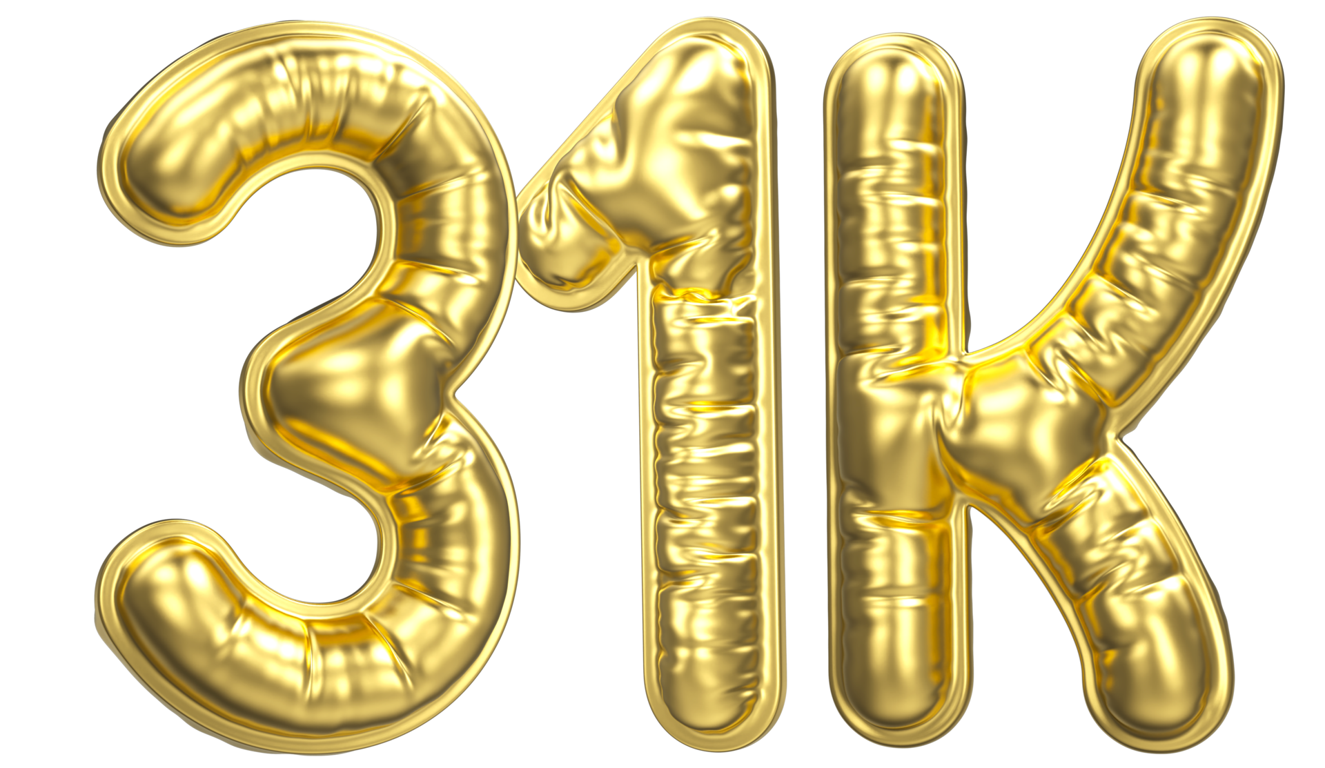 Balloon Follow Number 31k Gold 3D Render 34383569 PNG