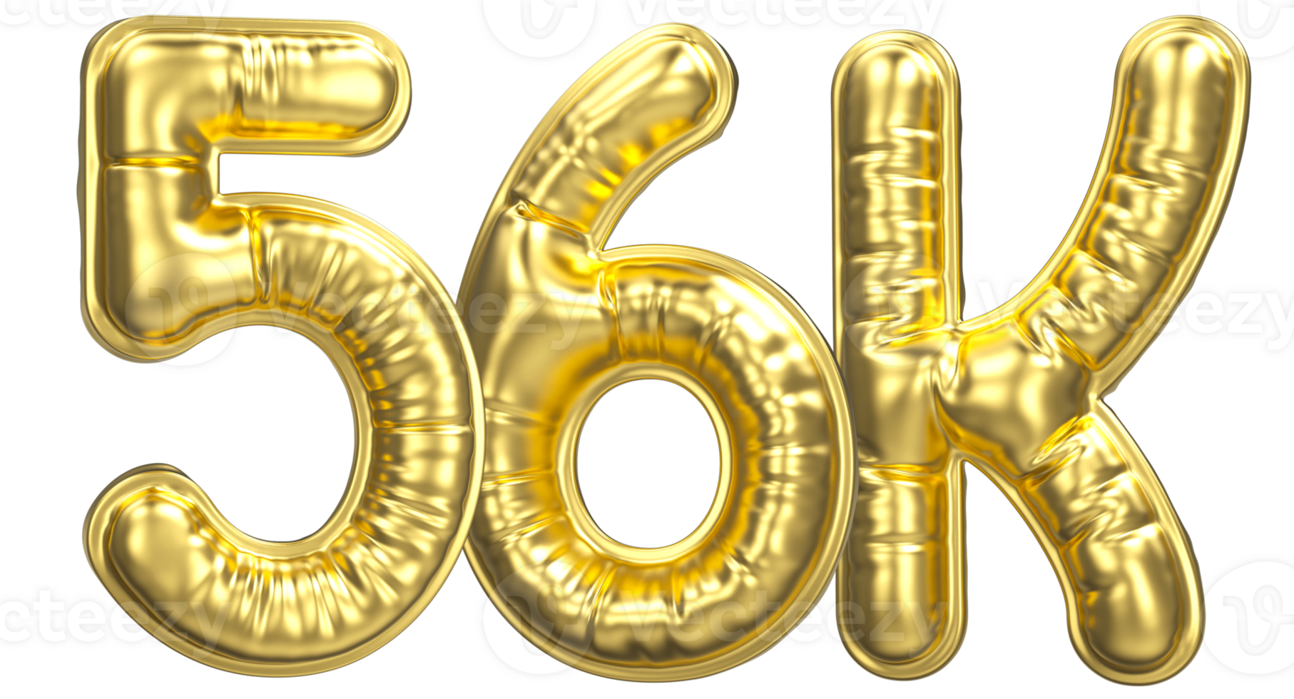 Balloon Follow Number 56K Gold 3D Render png