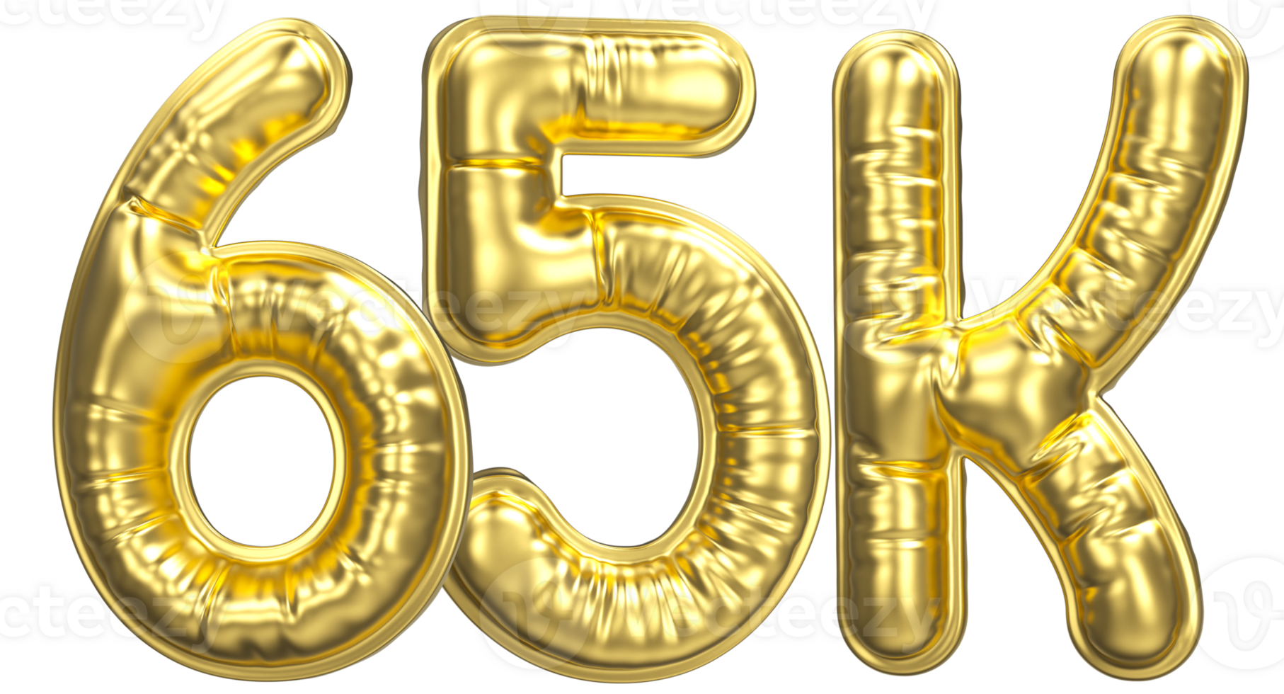 Balloon Follow Number 65k Gold 3D Render png