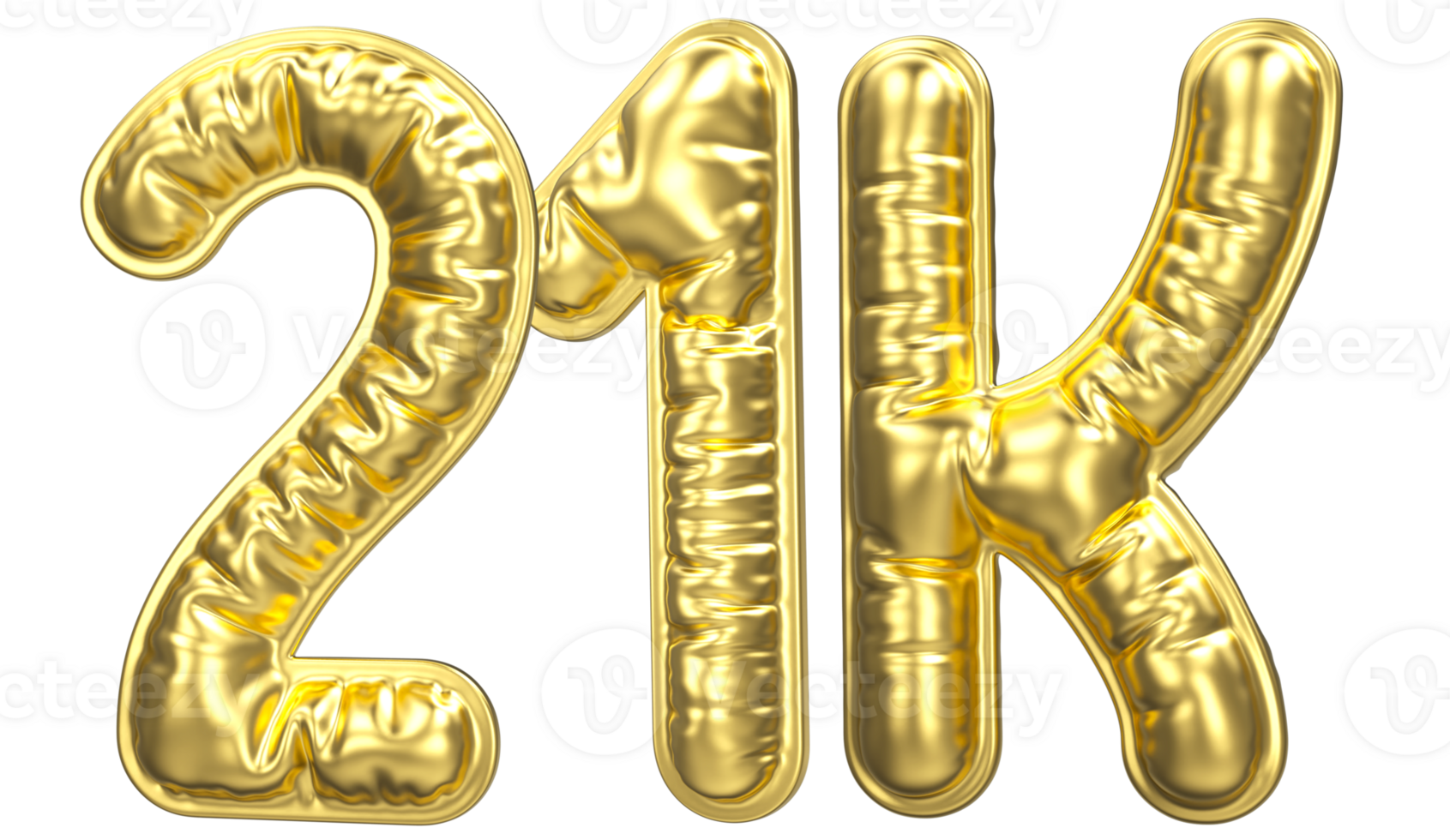 Balloon Follow Number 21k Gold 3D Render png