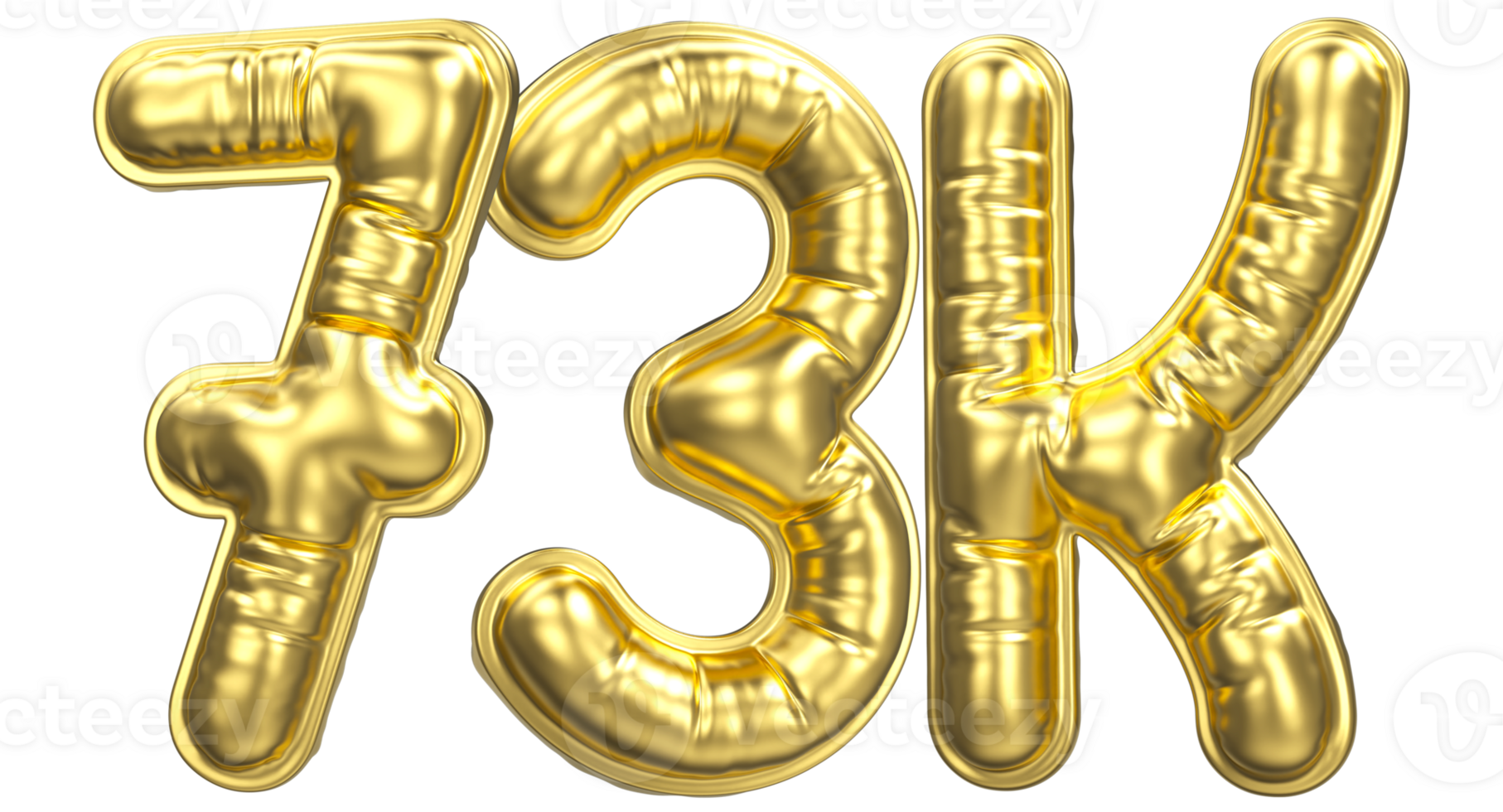Balloon Follow Number 73k Gold 3D Render png