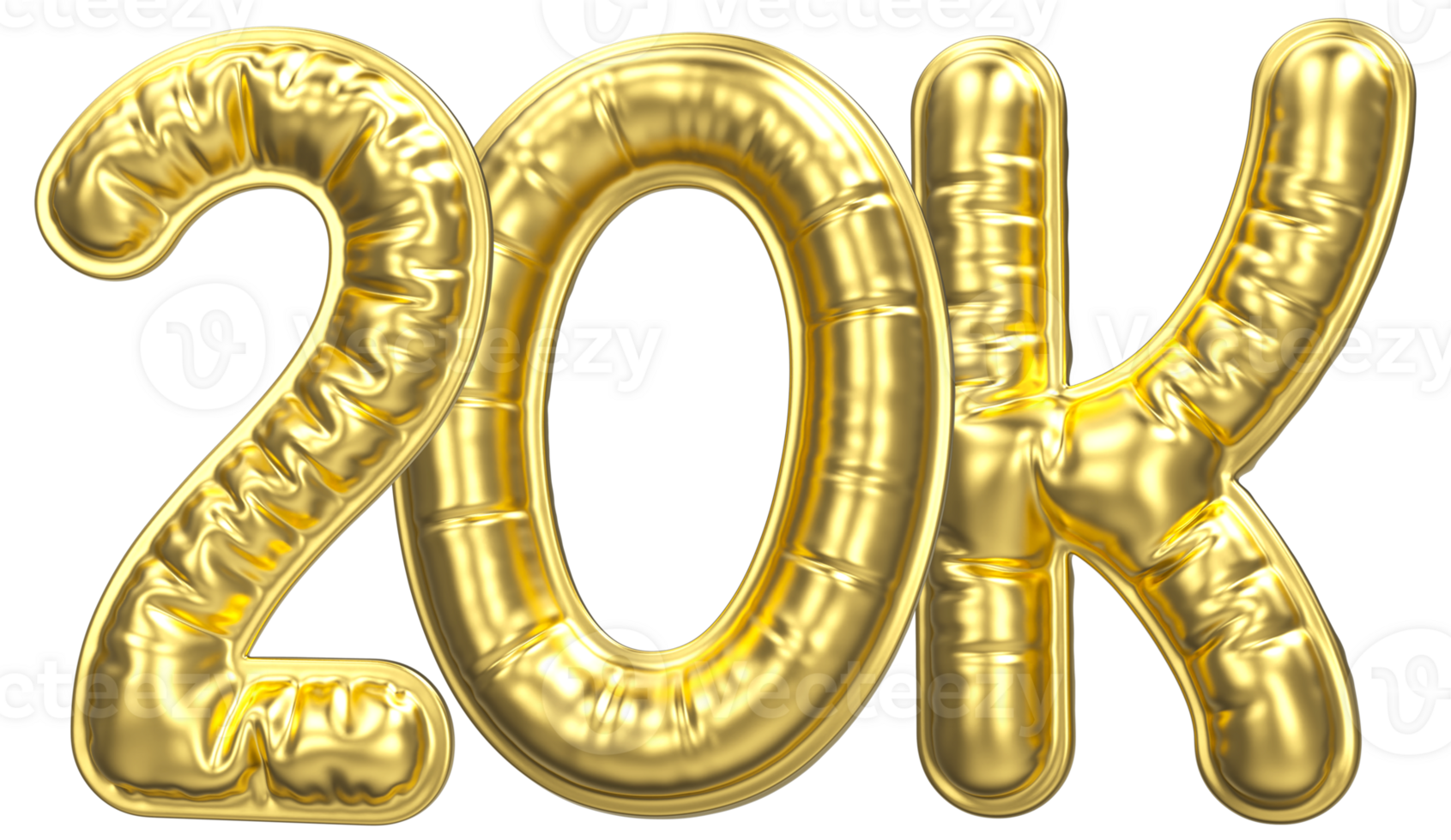 Balloon Follow Number 20k Gold 3D Render png
