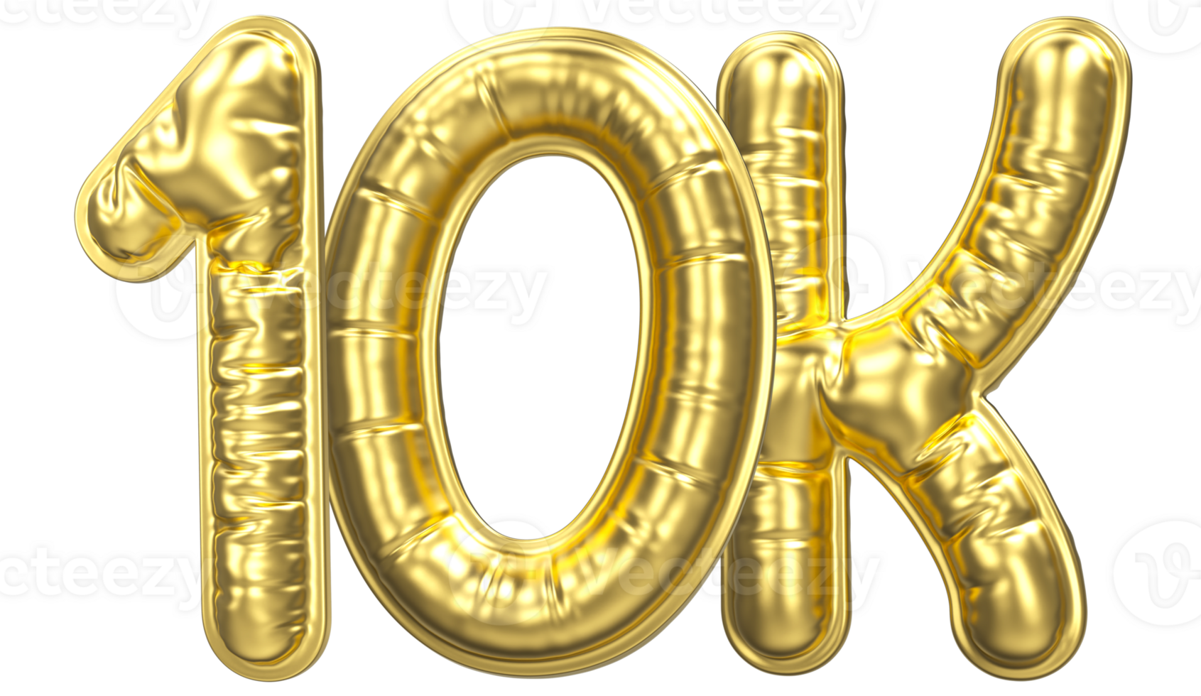 Balloon Follow Number 10k Gold 3D Render png