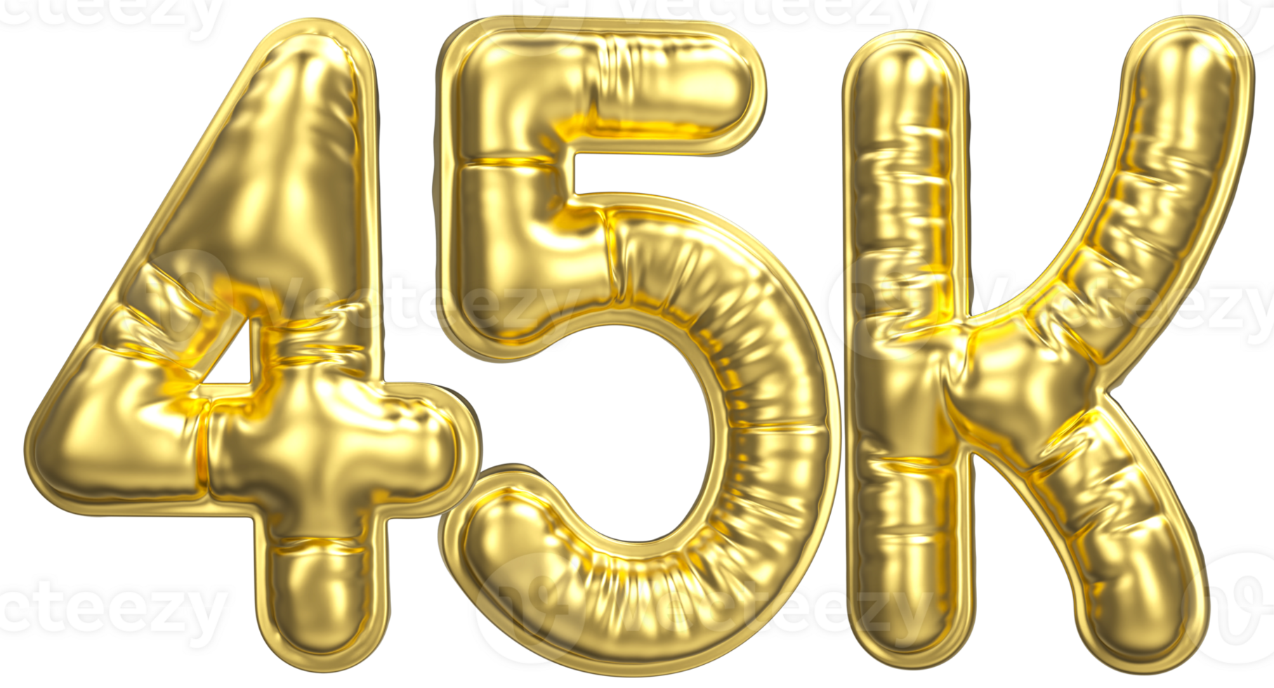 Balloon Follow Number 45k Gold 3D Render png