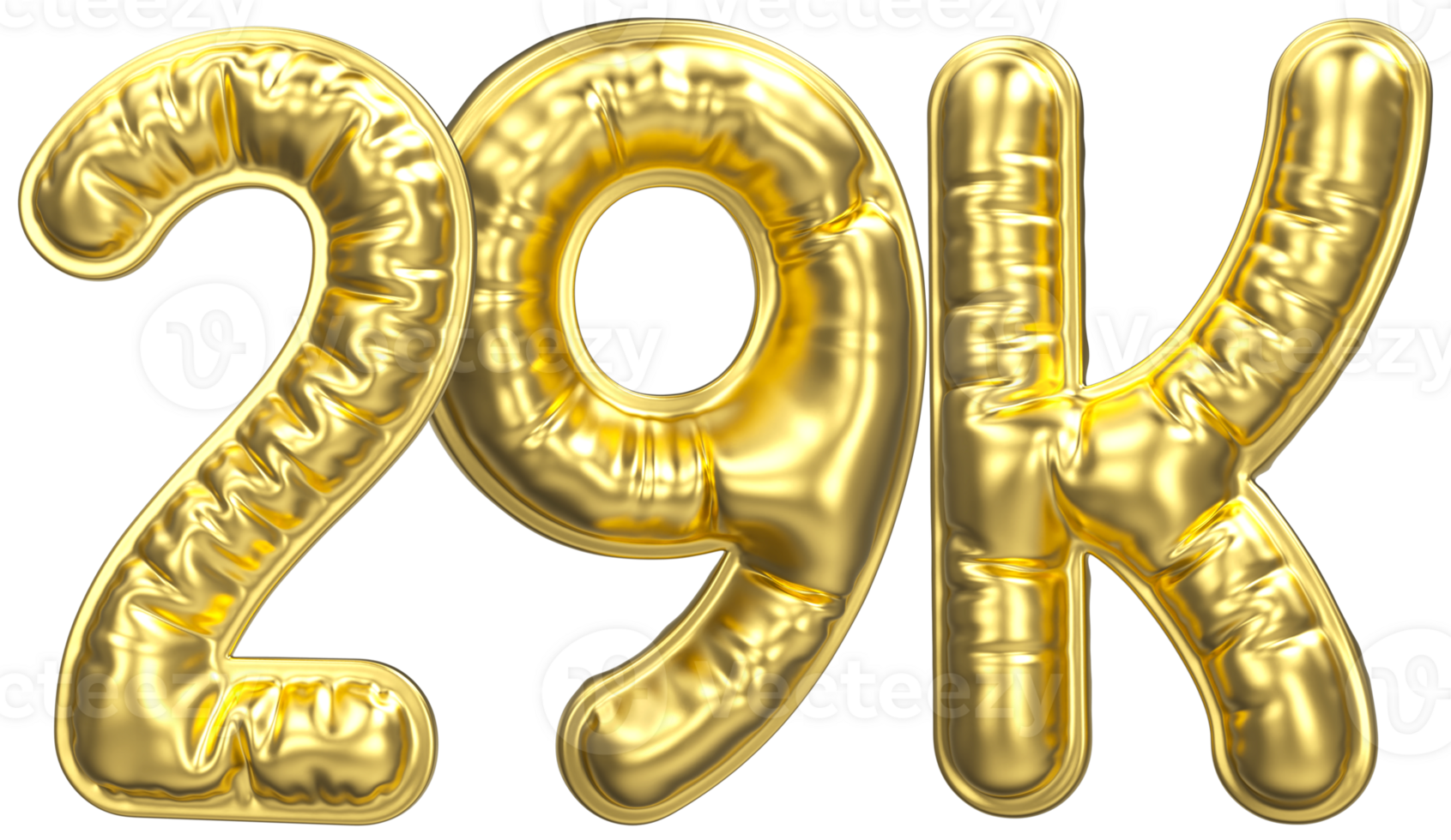 Balloon Follow Number 29k Gold 3D Render png