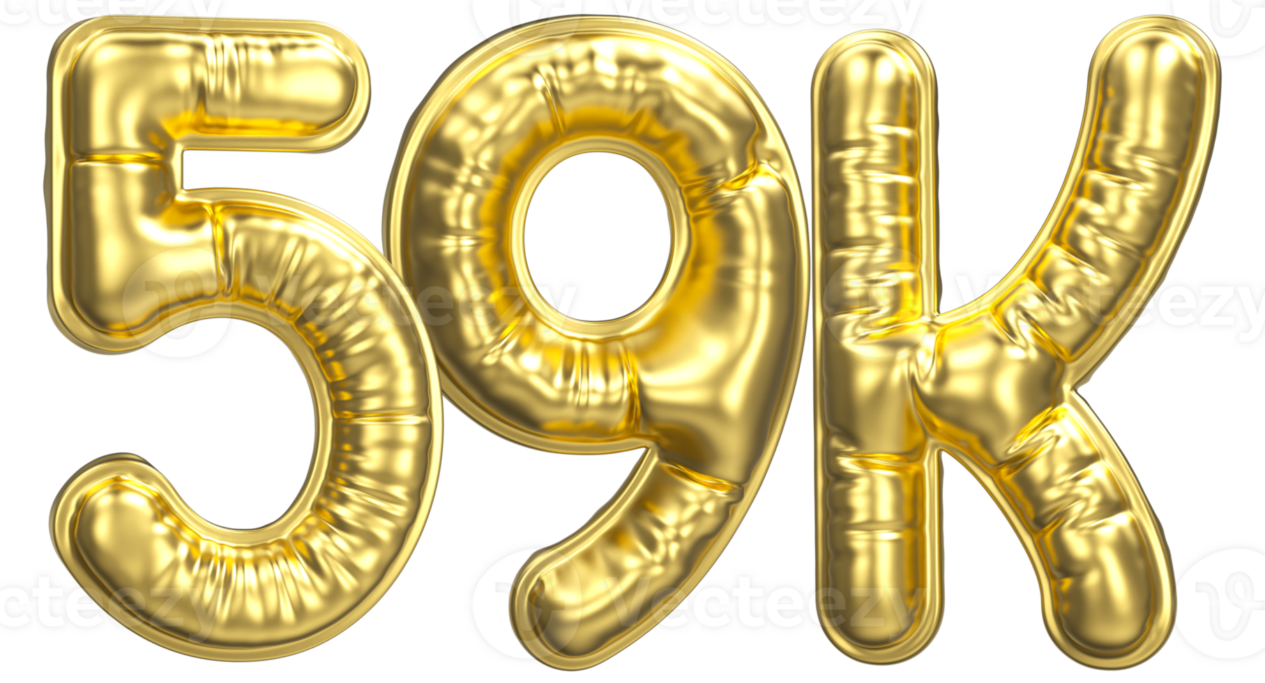 Balloon Follow Number 59k Gold 3D Render png