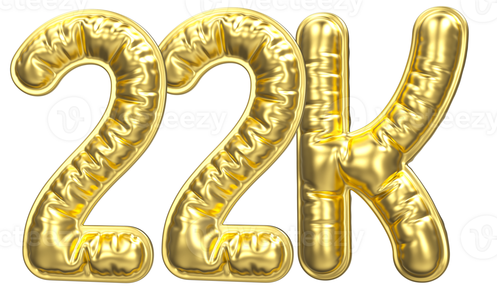 Balloon Follow Number 22k Gold 3D Render png