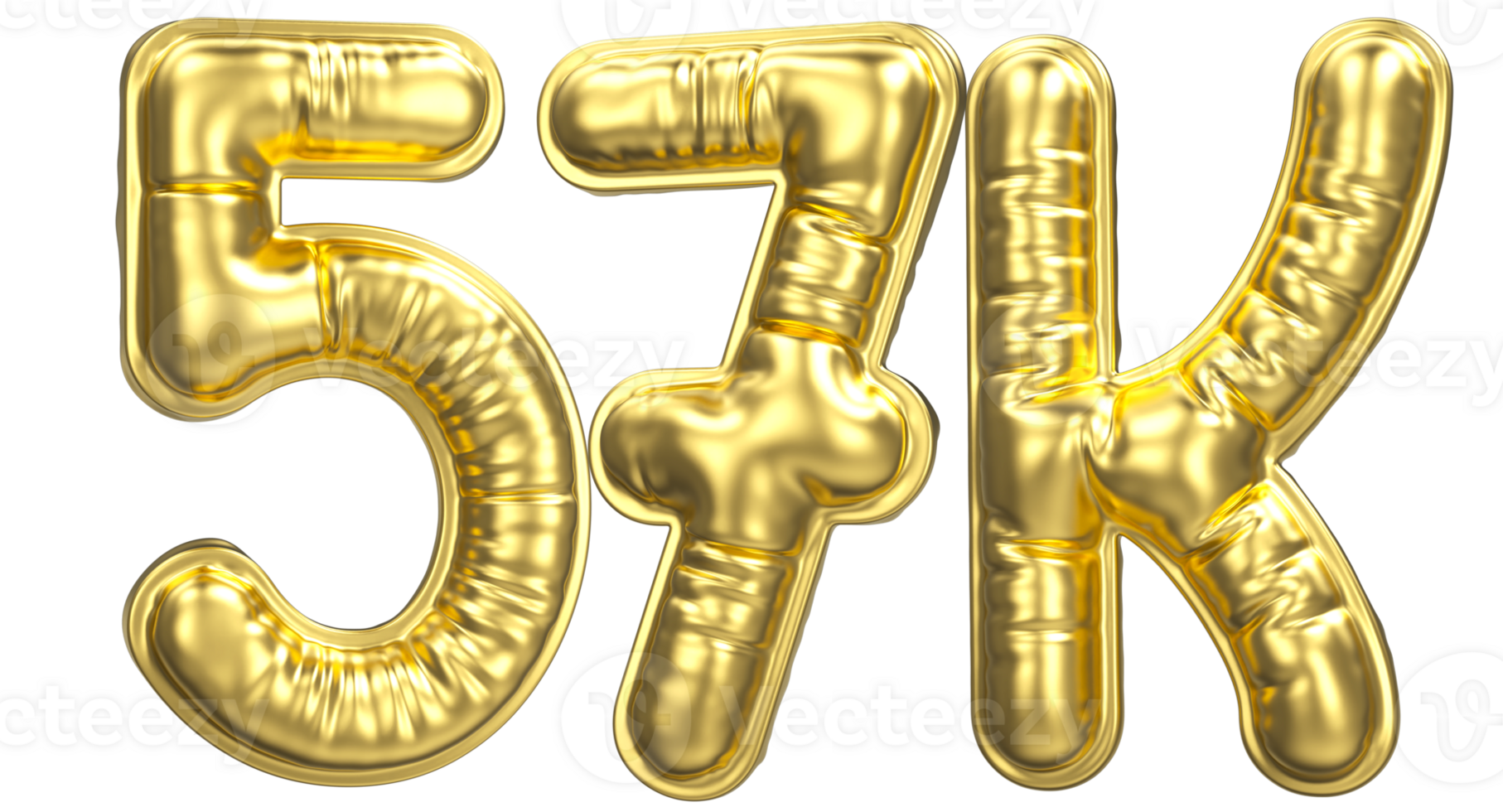 Balloon Follow Number 57k Gold 3D Render png