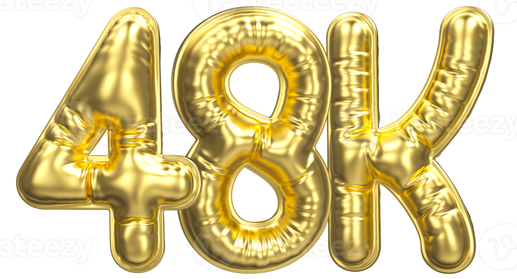 Balloon Follow Number 48k Gold 3D Render png