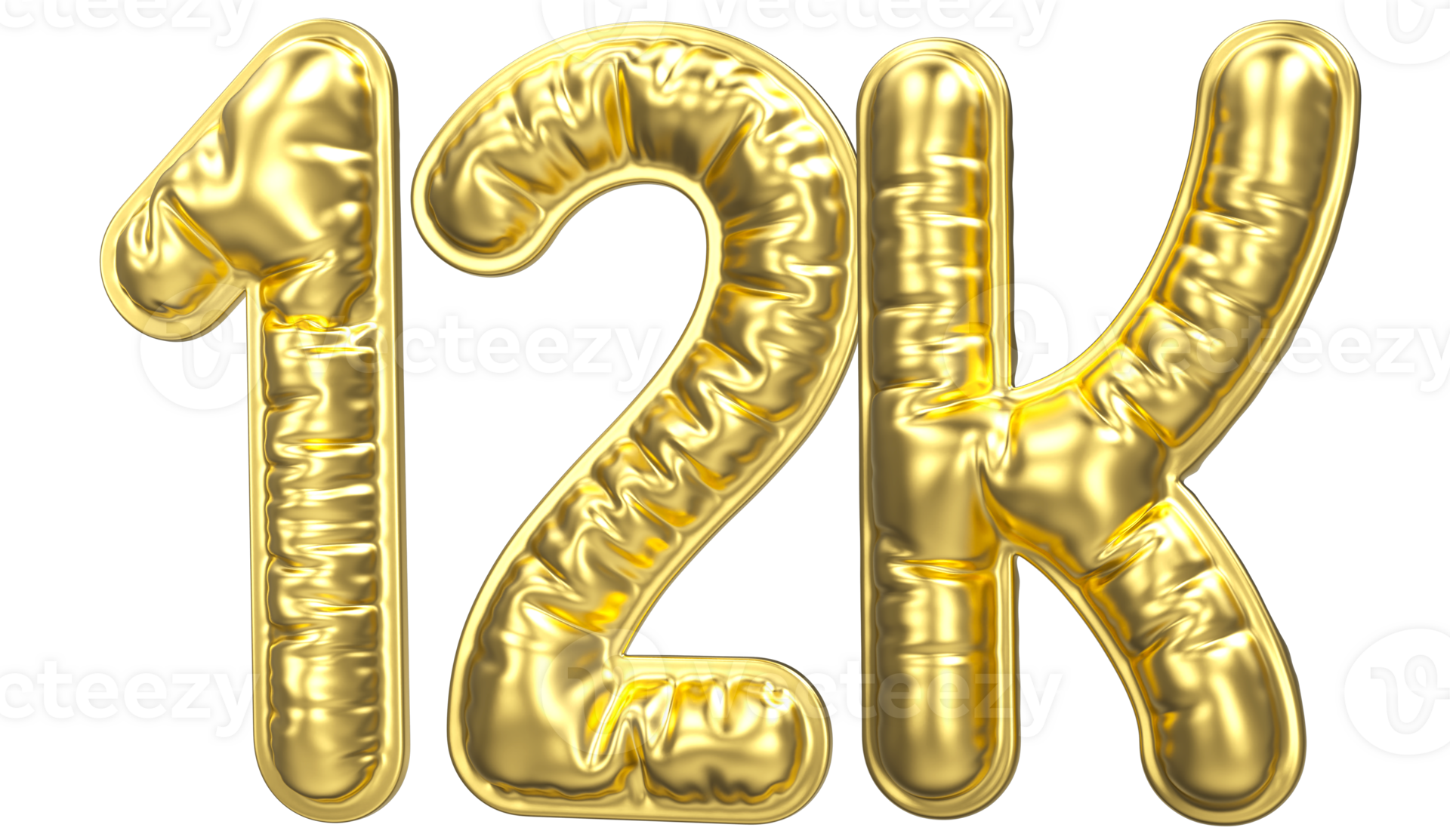 Balloon Follow Number 12k Gold 3D Render 34383603 PNG