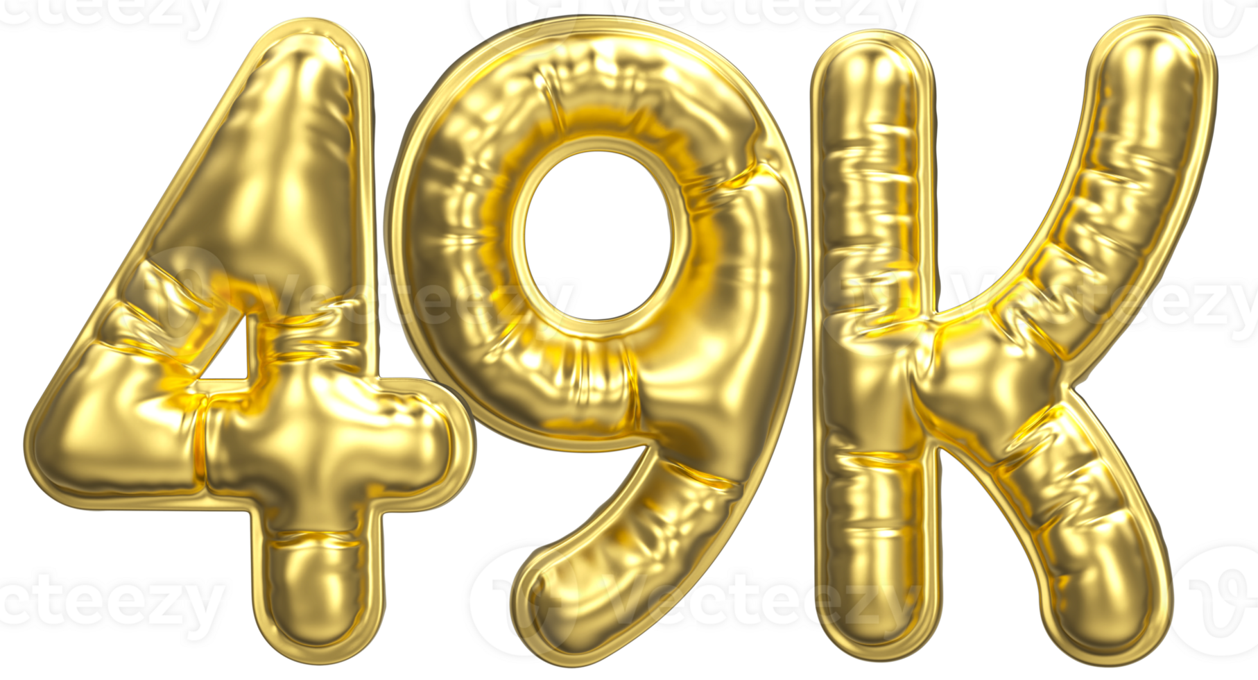 Balloon Follow Number 49k Gold 3D Render png