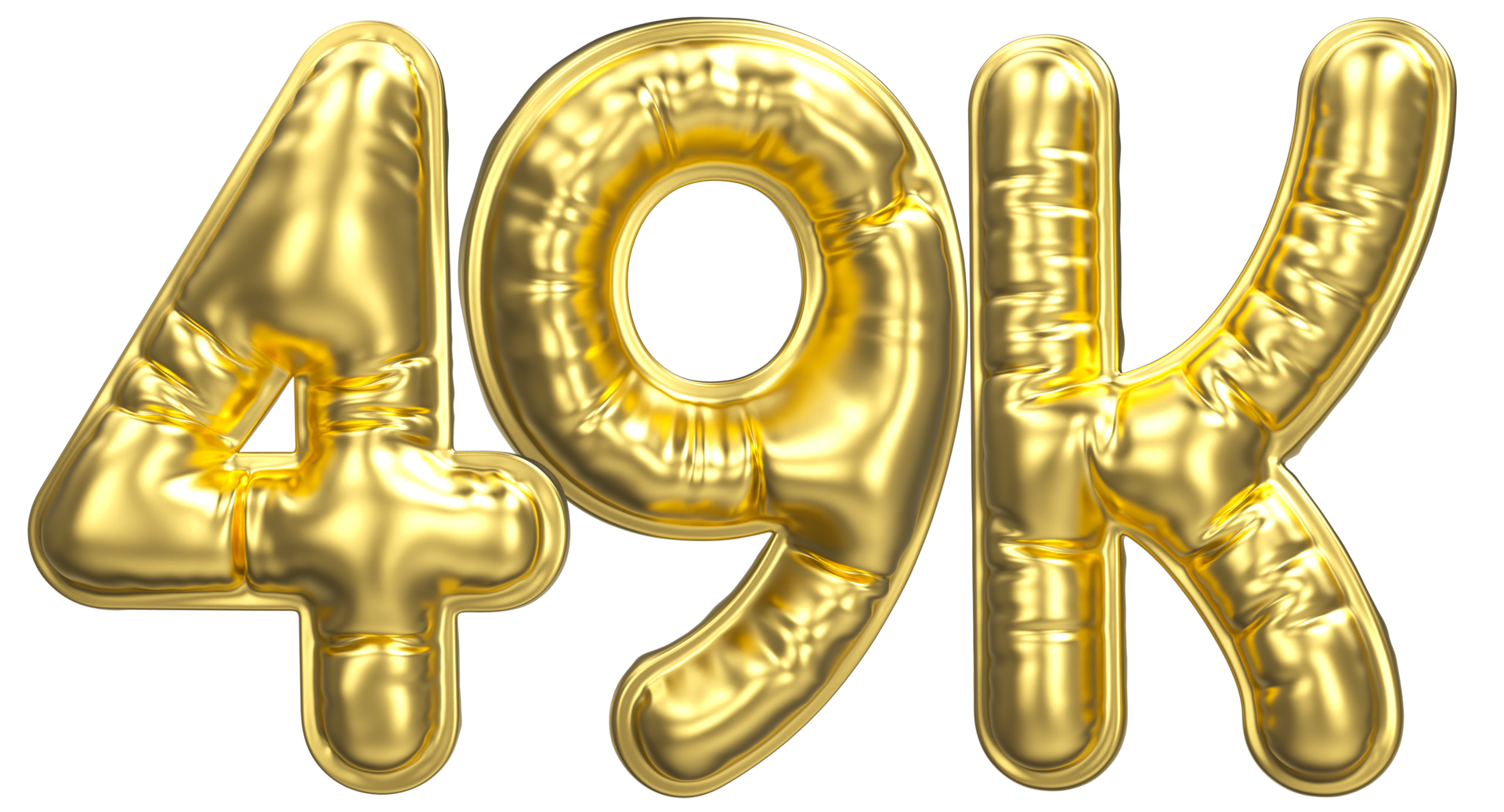 Balloon Follow Number 49k Gold 3D Render 34383604 PNG