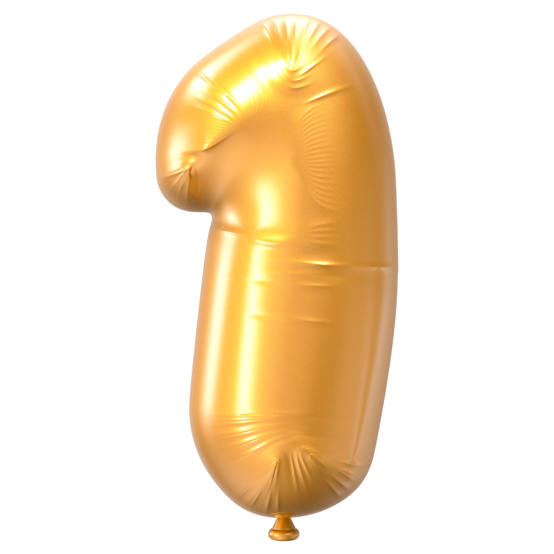 1 Balloon Number Gold 3D Rendering 34383608 PNG