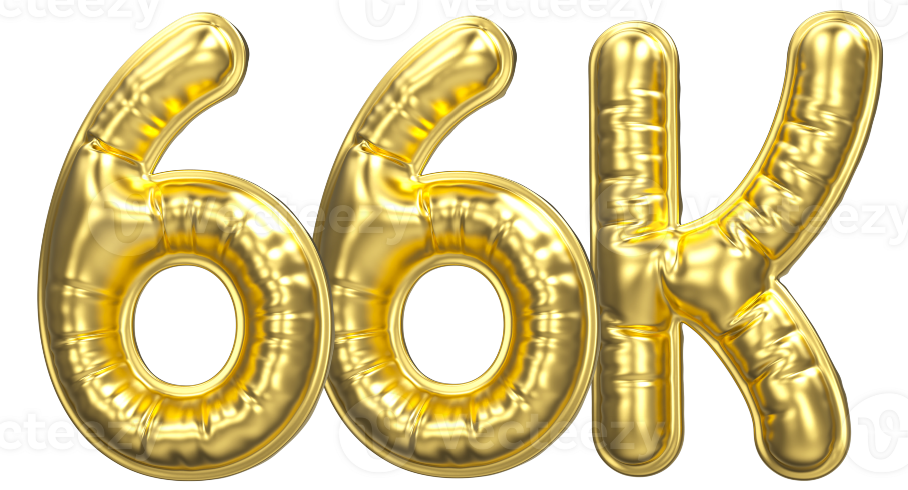 Balloon Follow Number 66k Gold 3D Render png