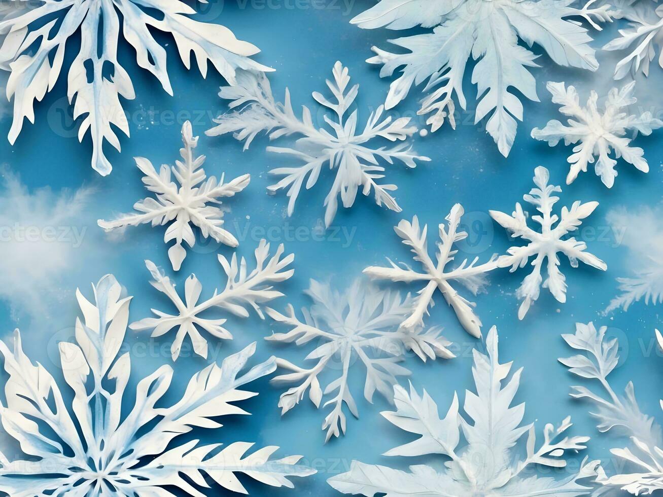 Snowflakes texture on blue photo