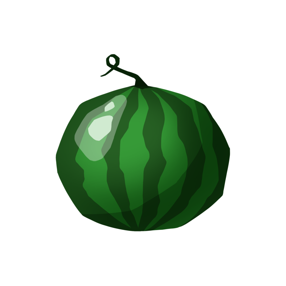 watermelon round striped green, hand drawn, with transparent background png