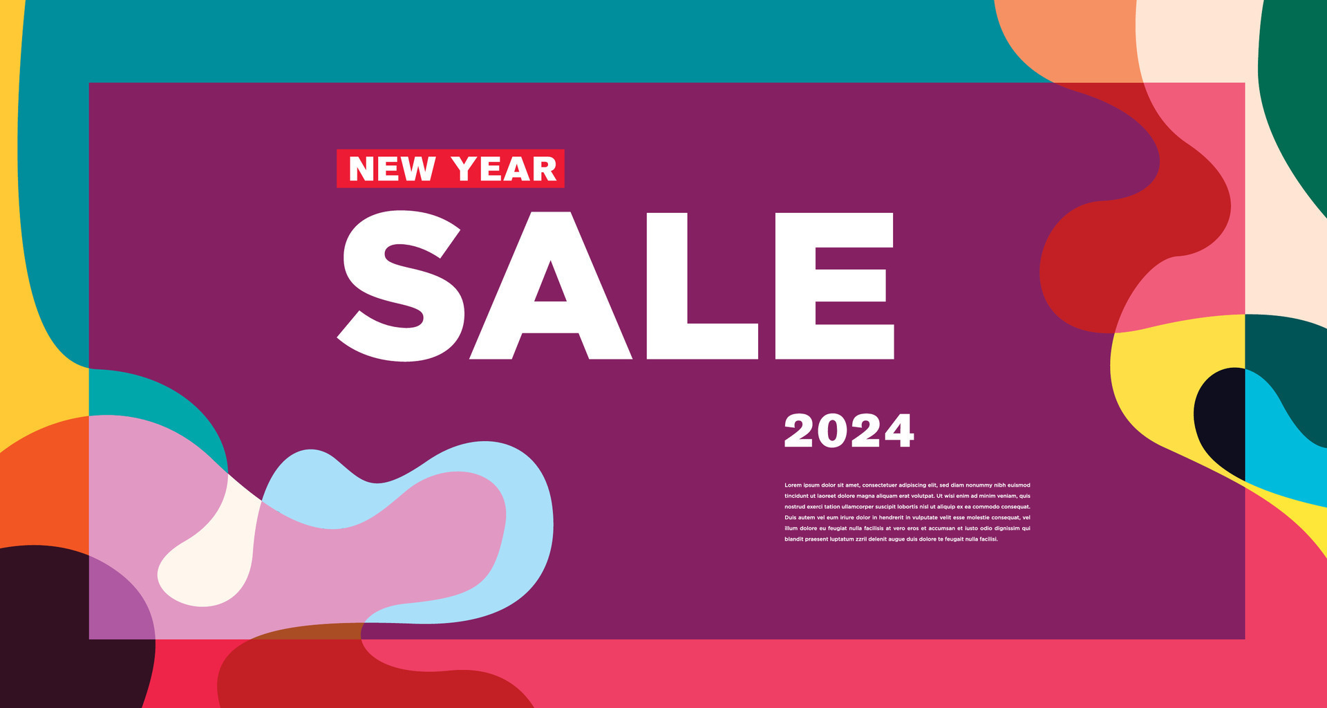 New Year Sale 2025 Colorful Abstract Banner and Greeting Card Design