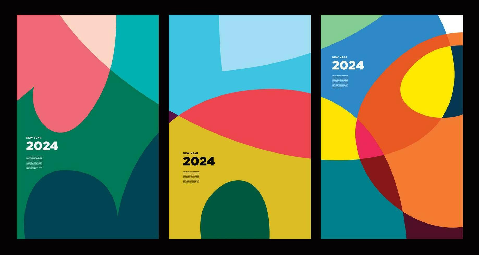 nuevo año 2024 vistoso resumen geométrico y fluido para póster y bandera saludo tarjeta vector