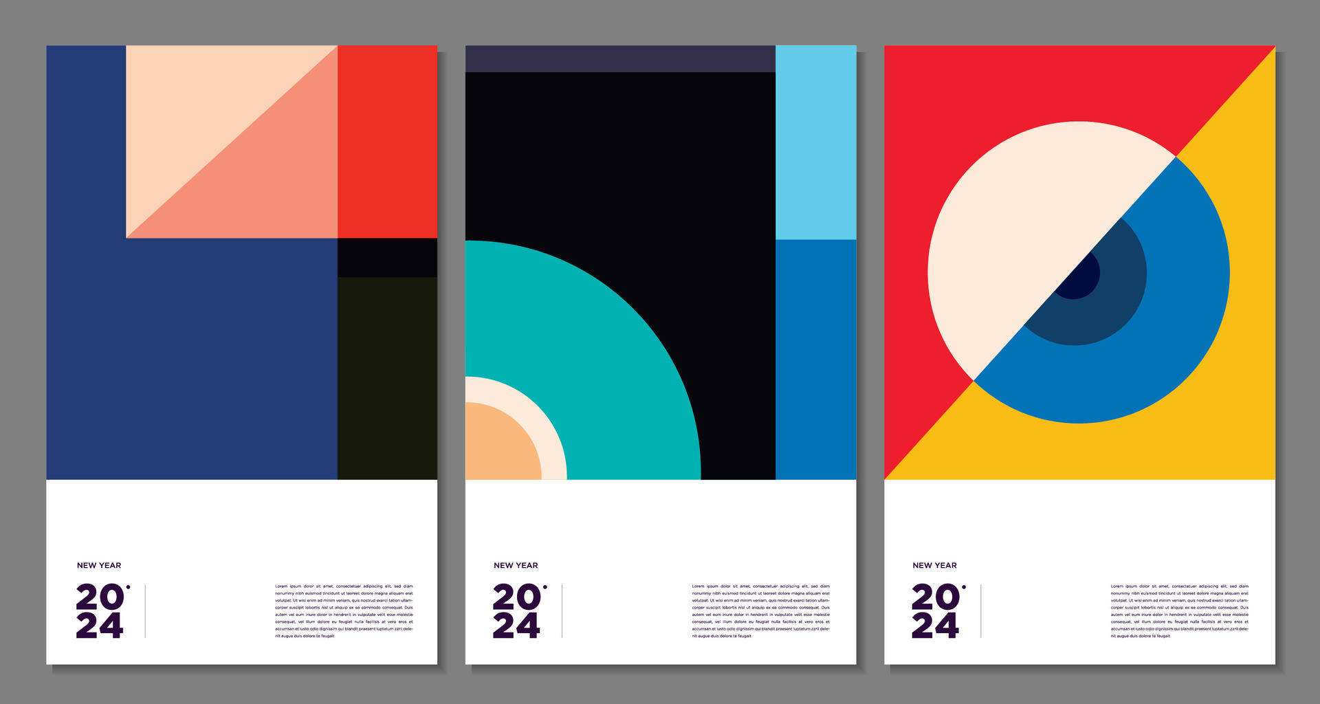 New Year 2024 Colorful Abstract Geometric and Fluid for Poster and