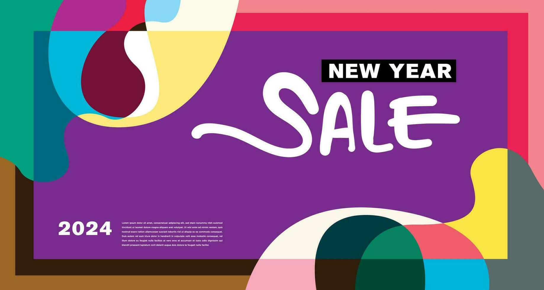 New Year Sale 2024 Colorful Abstract Banner and Greeting Card Design