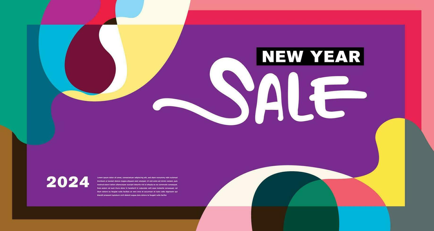 New Year Sale 2024 Colorful Abstract Banner and Greeting Card Design Template vector