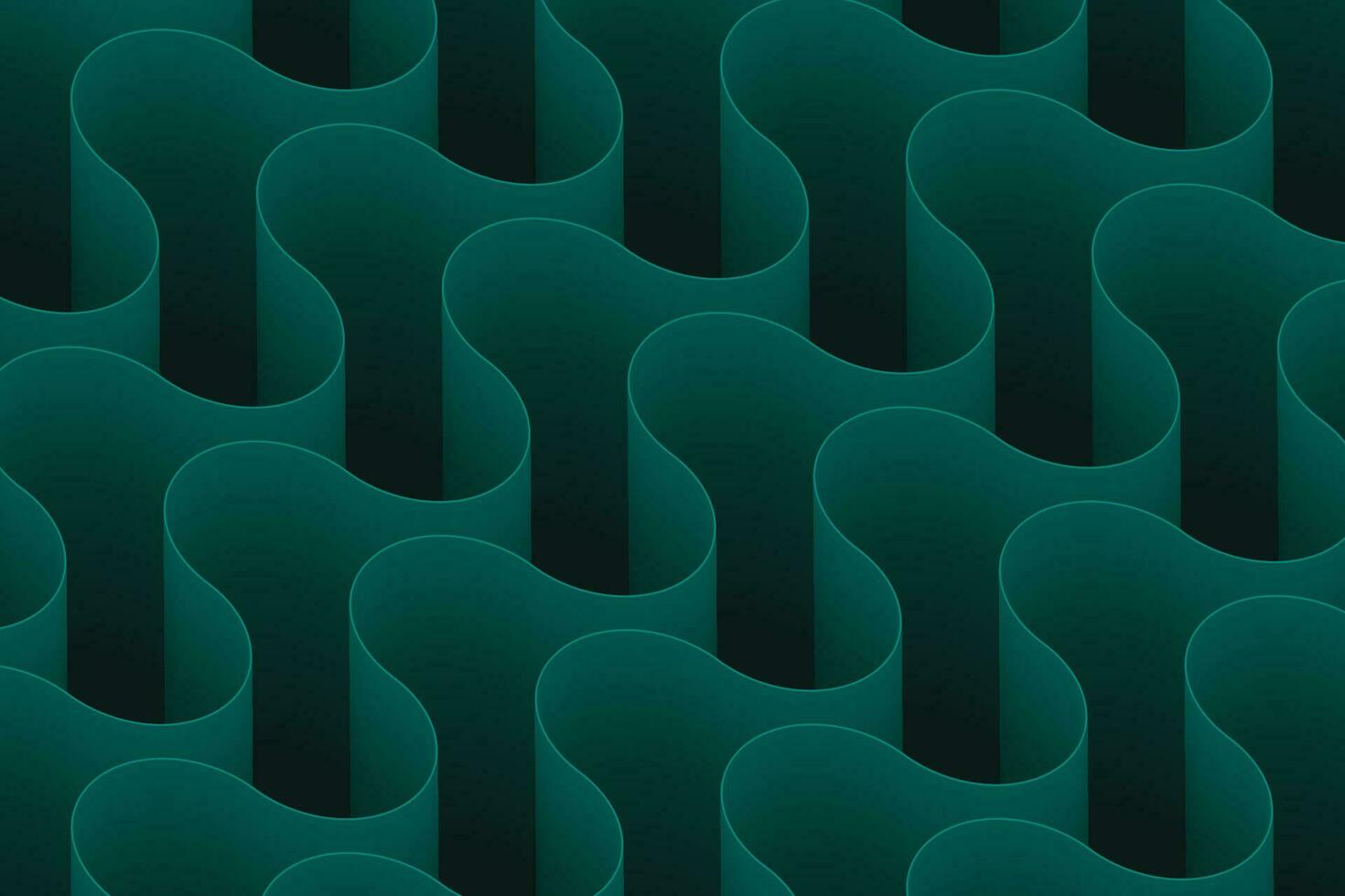 Abstract wallpaper with a dynamic array of green wavy lines and curves forming a soft, spiraling pattern on a dark gradient background vector