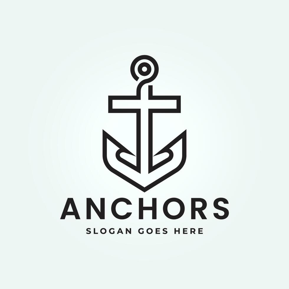 Anchor vector icon pirate boat logo helmet Nautical maritime simple graphic symbol illustration