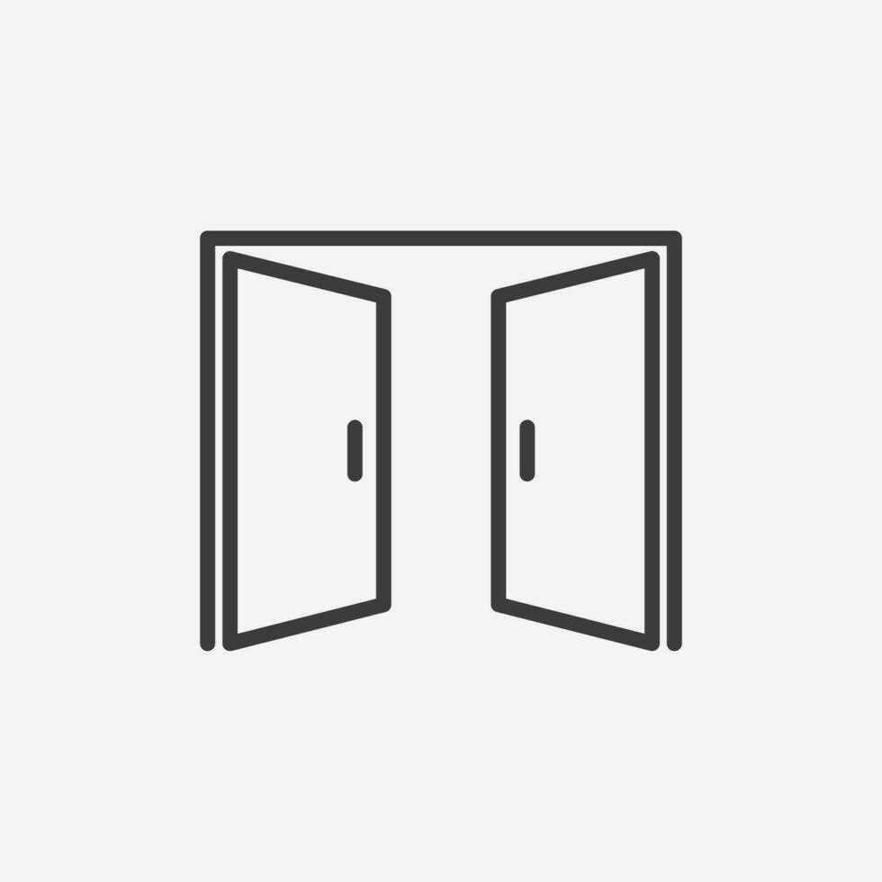 open double door icon vector isolated. exit symbol