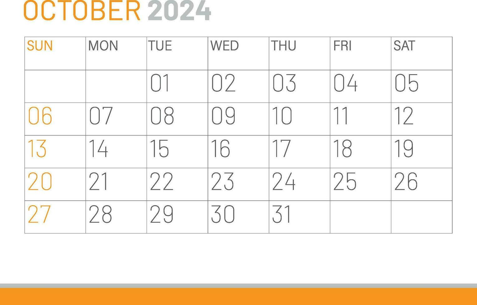 Calendar October 2024, corporate design template vector. Desk calendar 2024 vector