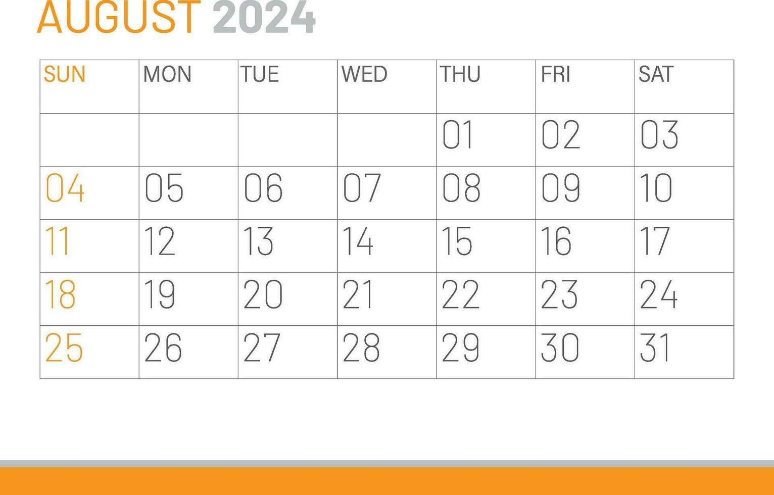 Calendar August 2024, corporate design template vector. Desk calendar 2024 vector