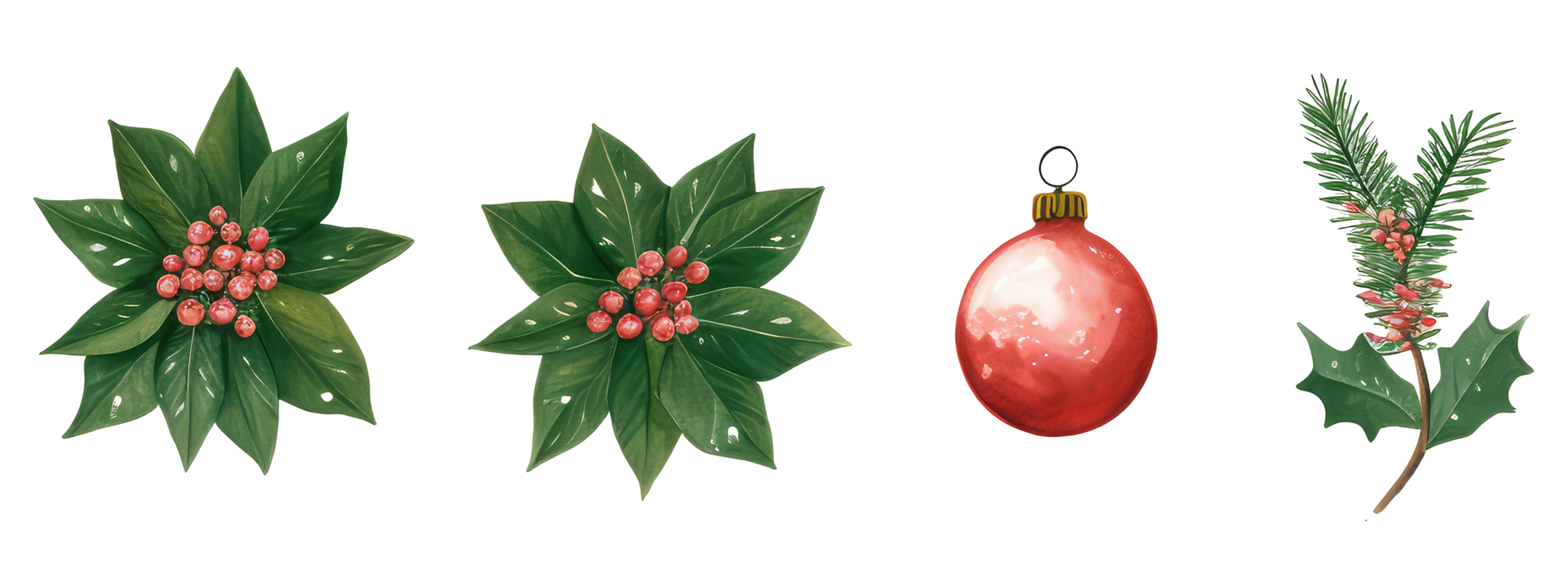Watercolor Christmas Graphics . AI Generated png