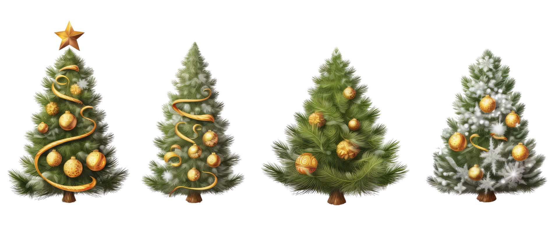 christmas trees with christmas ornaments elements . AI Generated