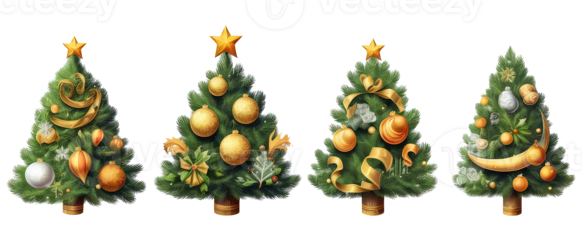 christmas trees with christmas ornaments elements . AI Generated png