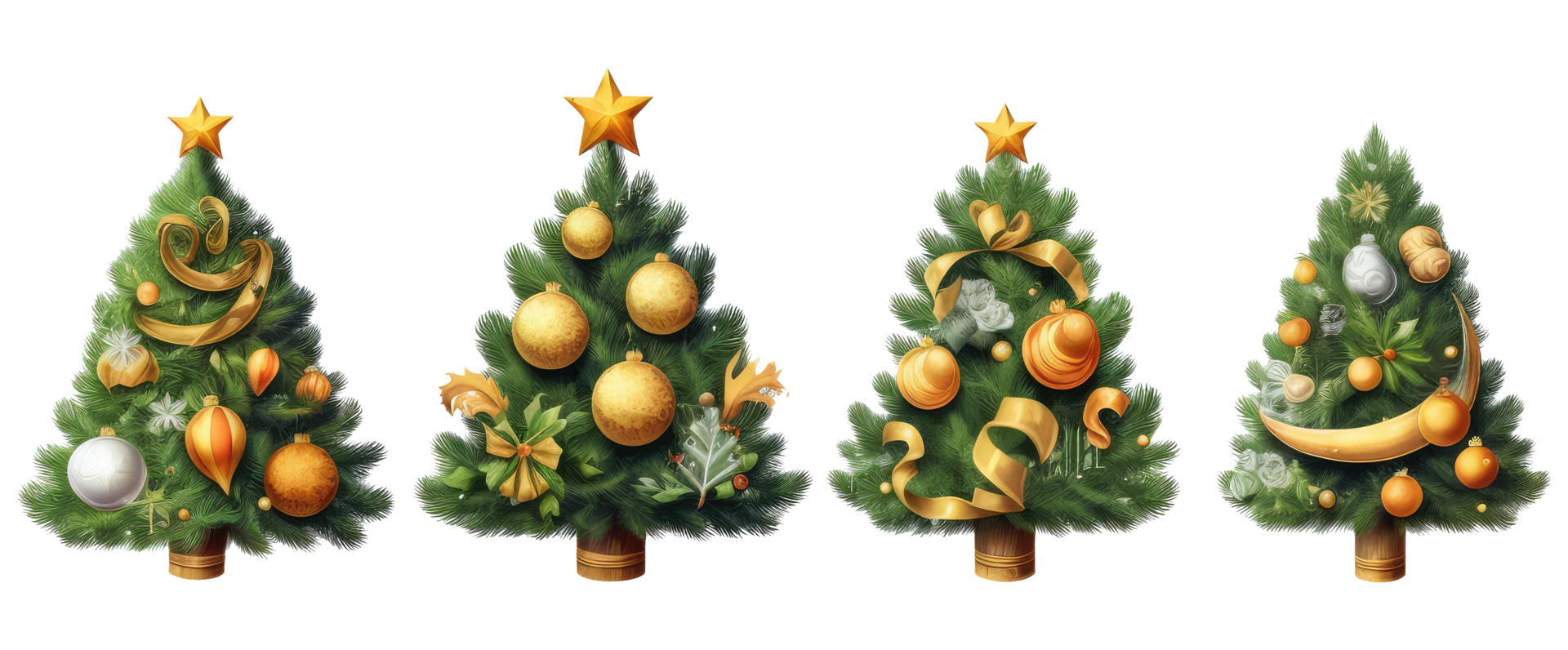 christmas trees with christmas ornaments elements . AI Generated