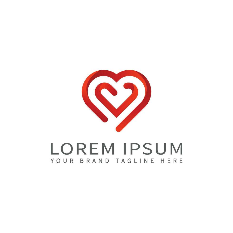 Double heart medical and healthcare modern logo template, Two Heart Combine Icon and Symbo vector