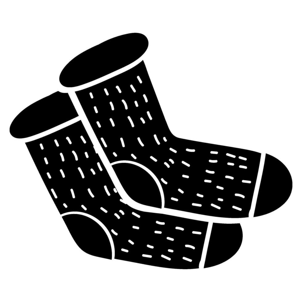 Winter Monochrome Wool Socks Doodle Silhouette vector