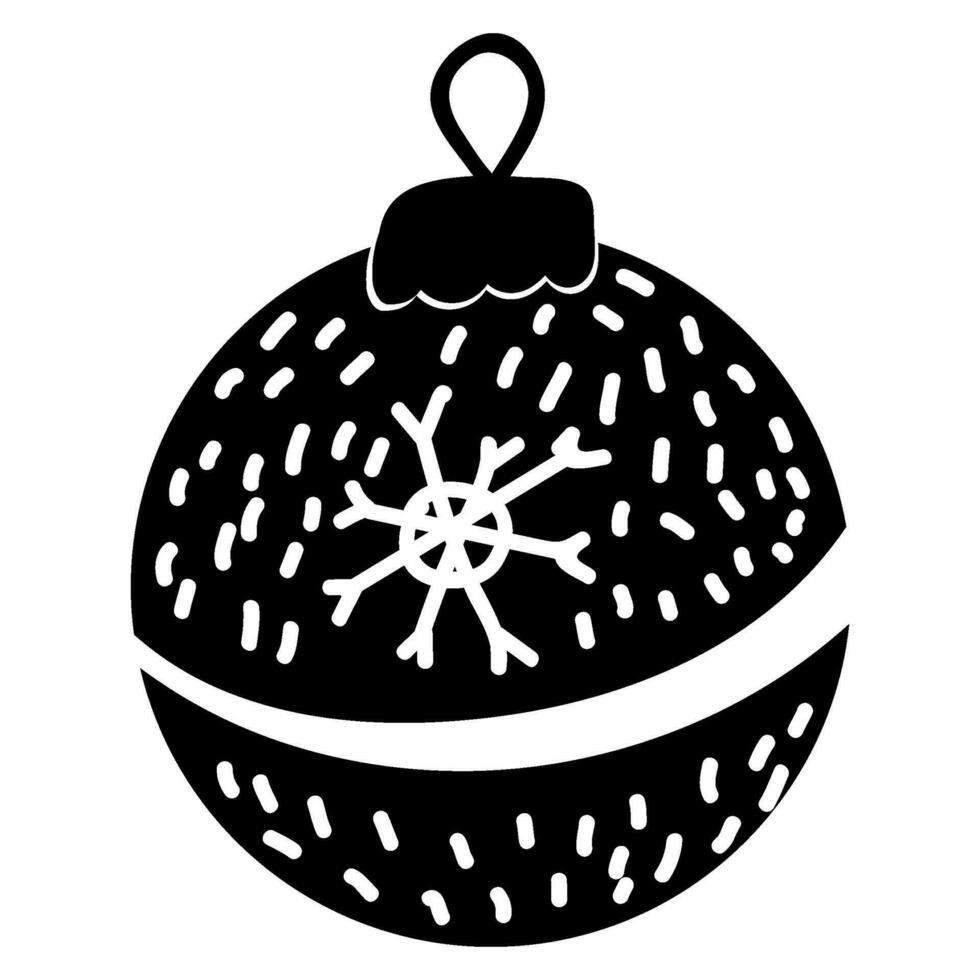 Winter Monochrome Glass Ball Toy Doodle Silhouette vector