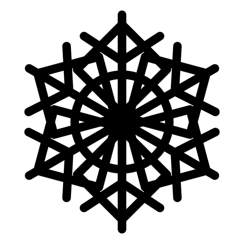 Winter Monochrome Symmetry Snowflake Doodle Icon vector